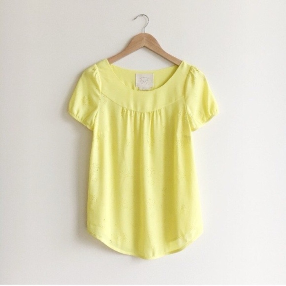 Anthropologie Vanessa Virginia Fieldbloom Peasant Blouse Yellow; Size 4